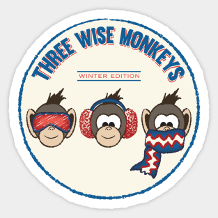 Three Wise Monkeys Winter Edition Sticker